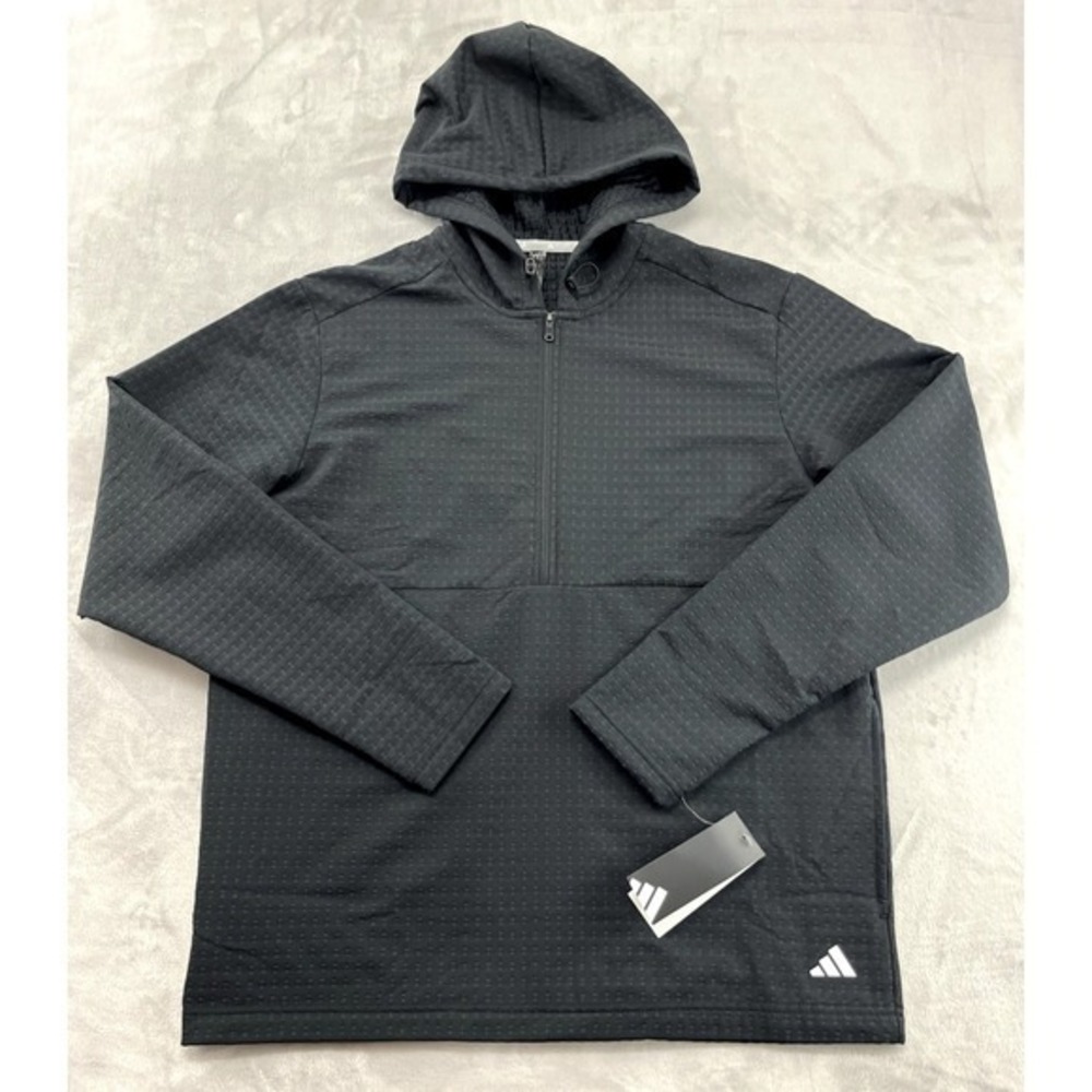 Adidas Woven Wind Hoodie Men Medium Black Quarter Zip Lightweight Activewear